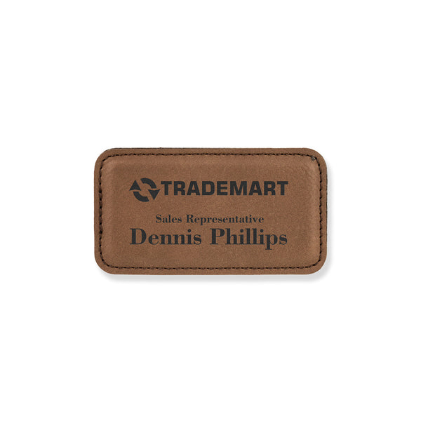 Magnetic Name Tag | Leatherette - Black Diamond Laser Design