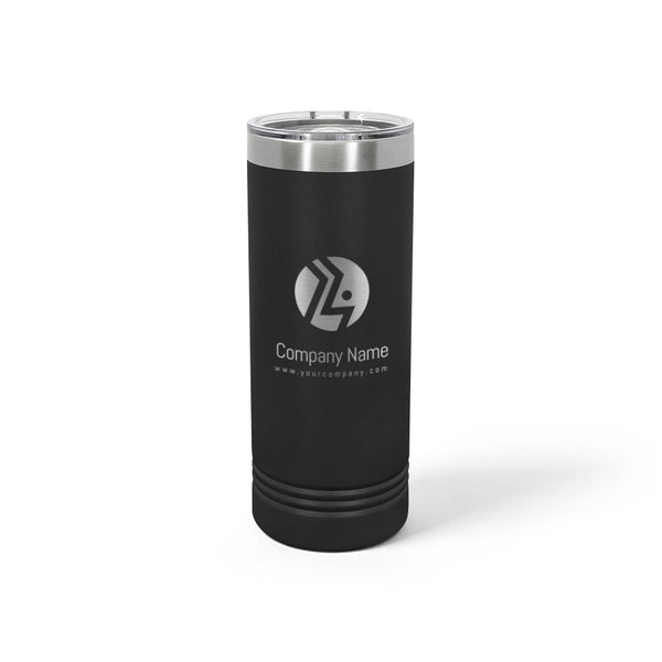 Branded Skinny Tumbler | Stainless Steel - Black Diamond Laser Design