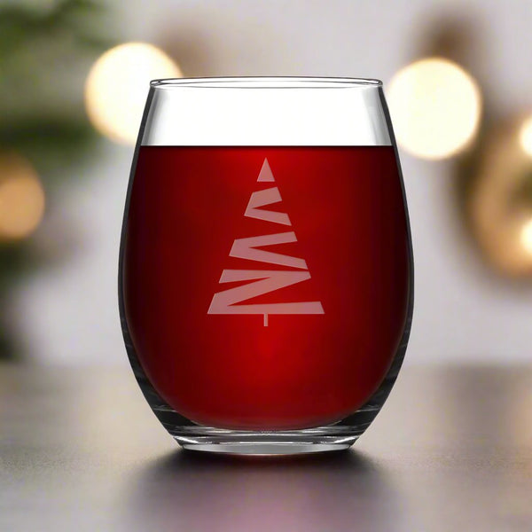 Christmas Wine Glass Set - Black Diamond Laser Design