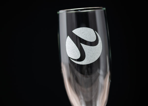 Personalized Champagne Flutes - Black Diamond Laser Design