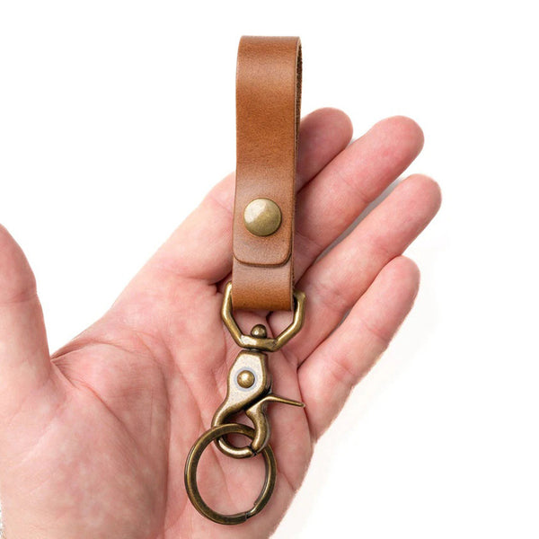 Leather Belt Loop Keychain - Black Diamond Laser Design