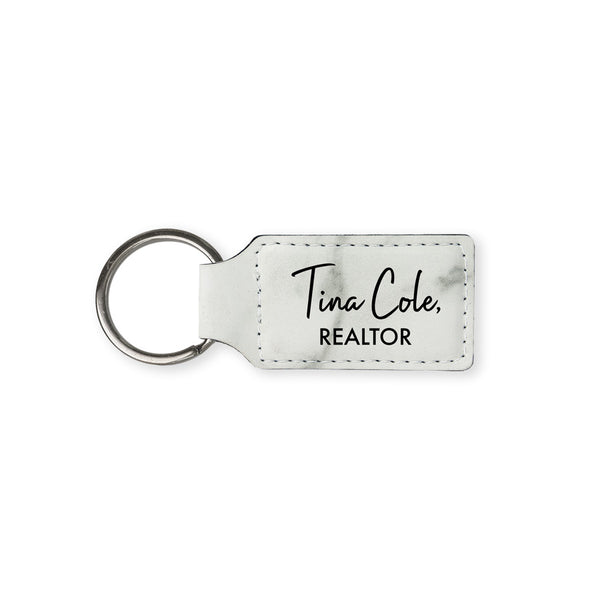 Custom Keychain | Leatherette - Black Diamond Laser Design