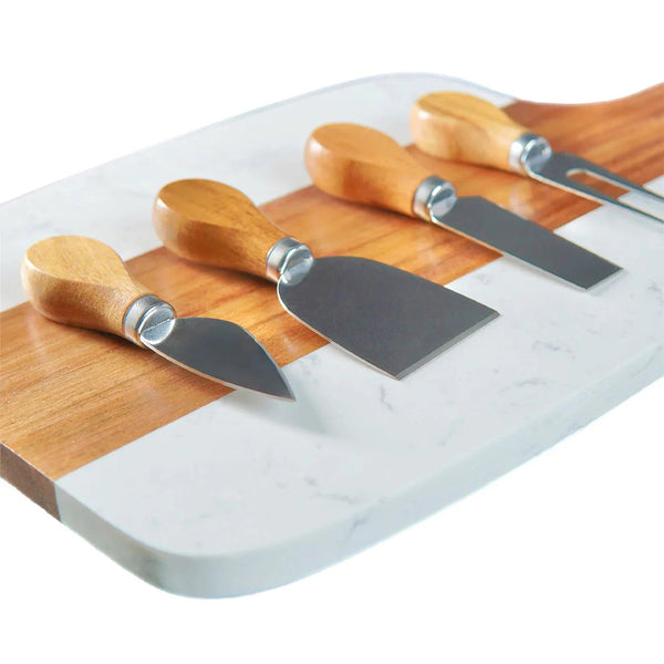 Wood & Marble Serving Board Set - Black Diamond Laser Design