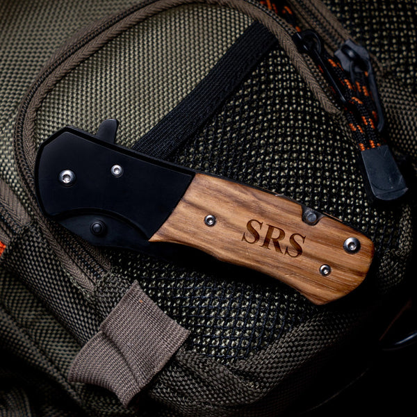 Personalized Pocket Knife - Black Diamond Laser Design