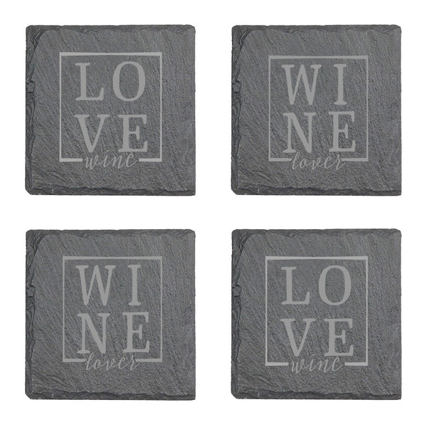 Personalized Coasters | Slate - Black Diamond Laser Design