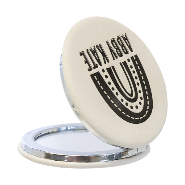 Leatherette Compact Mirror - Black Diamond Laser Design