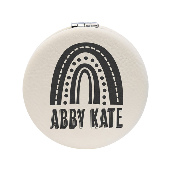 Leatherette Compact Mirror - Black Diamond Laser Design