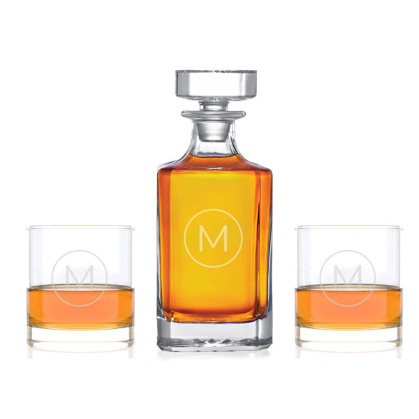 Personalized Decanter Set - Black Diamond Laser Design