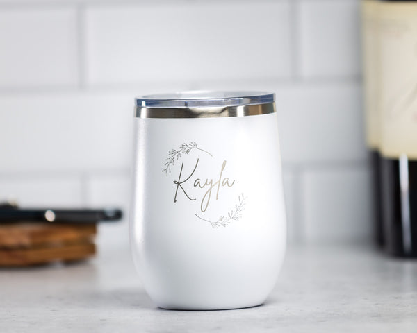 Vacuum Insulated Tumbler | Stemless - Black Diamond Laser Design