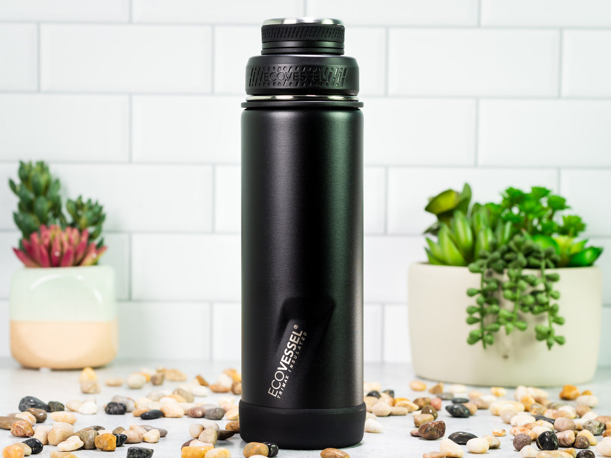 EcoVessel - THE BOULDER - Insulated Water Bottle w/ Double Lid