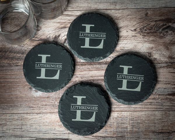 Coaster Set | Slate - Black Diamond Laser Design
