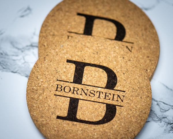 Coaster Set | Cork - Black Diamond Laser Design