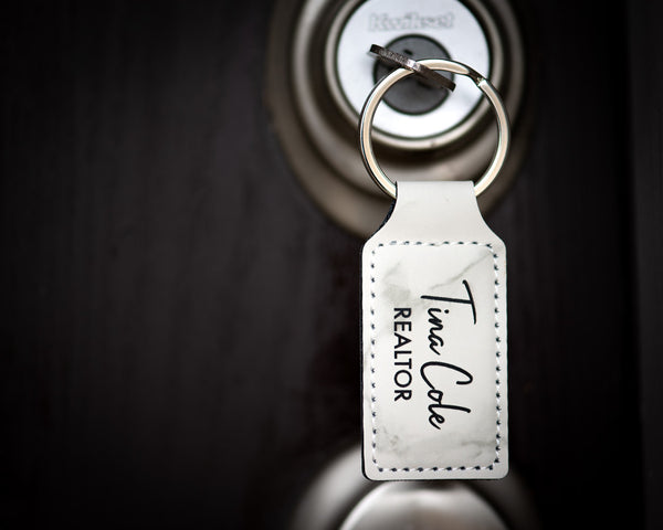 Keychain | Leatherette - Black Diamond Laser Design