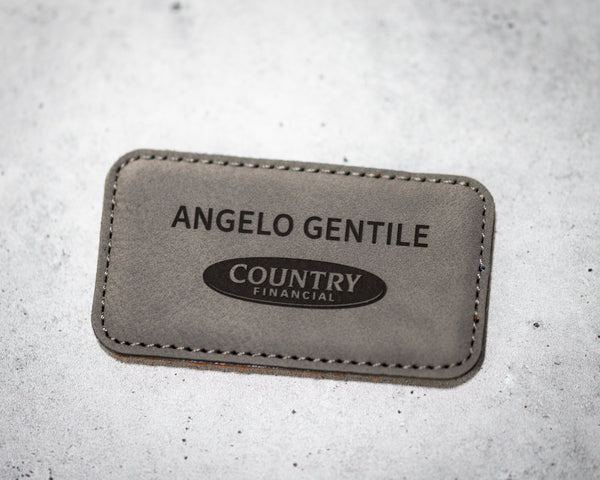 Magnetic Name Tag | Leatherette - Black Diamond Laser Design