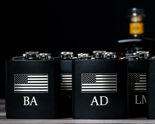 Stainless Steel Flask | Powder Coated - Black Diamond Laser Design