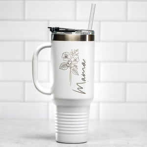 Vacuum Insulated Tumbler | 40oz Tumbler with Straw - Black Diamond Laser Design