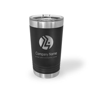 16 oz Stainless Steel Pint | Laser Engraved Logo - Black Diamond Laser Design