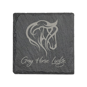 Personalized Coasters | Slate - Black Diamond Laser Design