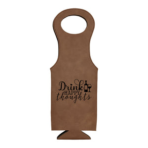 Leatherette Wine Bag | Personalized - Black Diamond Laser Design
