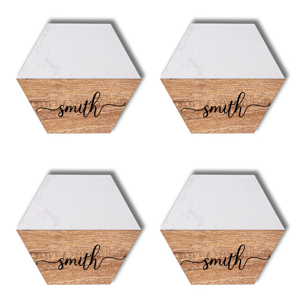 Personalized Coasters | Marble & Acacia