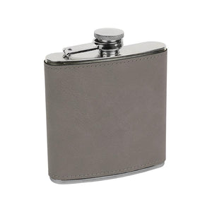 leatherette wrapped flask gray color
