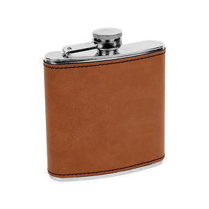 leatherette wrapped flask rawhide color