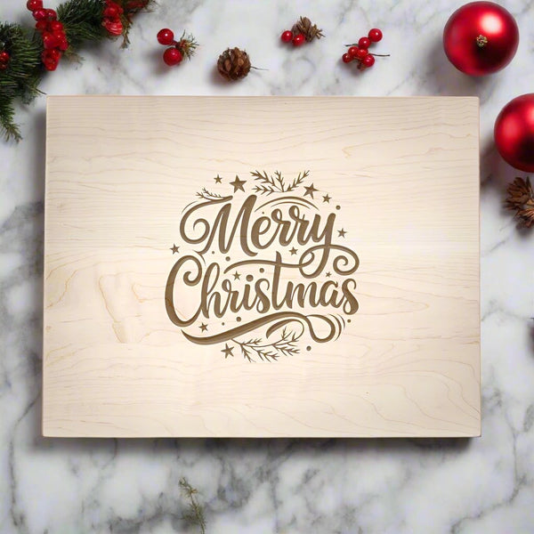 laser engraved christmas cutting board