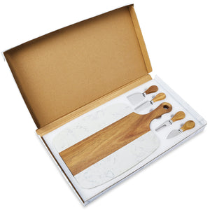 Wood & Marble Serving Board Set - Black Diamond Laser Design