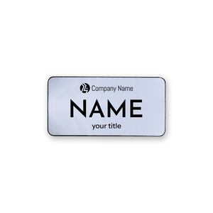 Large Silver name tag with laser engraved logo and name