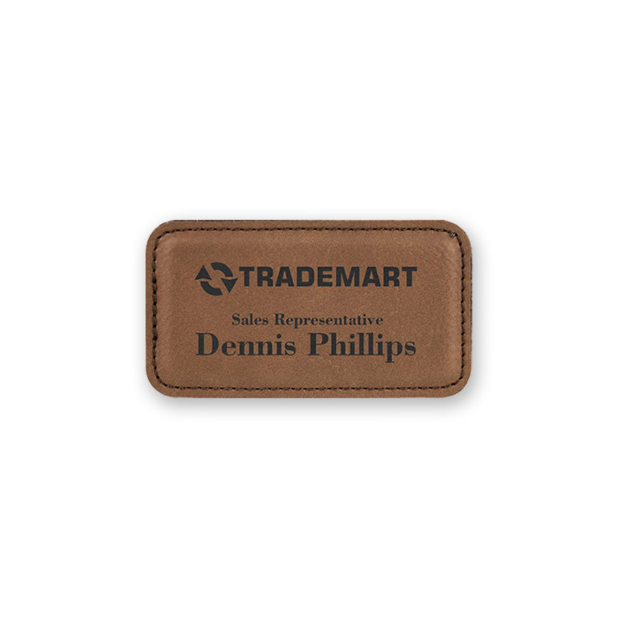 Name Badge with Magnet | Faux Leather - Black Diamond Laser Design