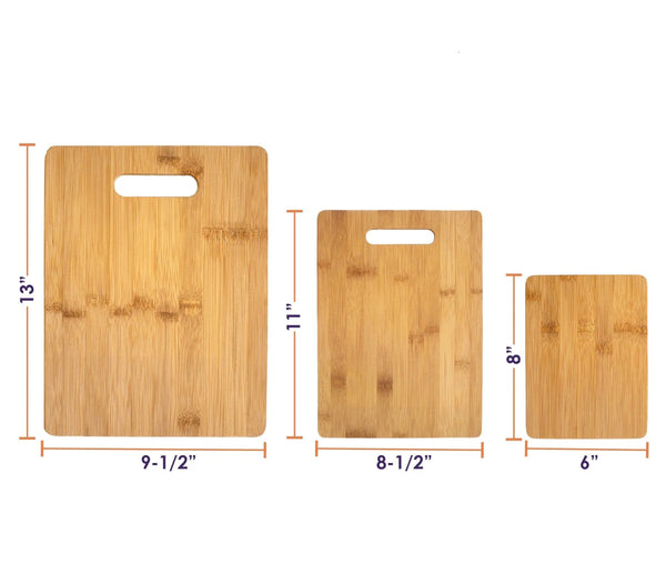 Cutting Board | 3-Piece Bamboo Set - Black Diamond Laser Design