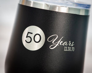 Vacuum Insulated Tumbler | Stemless - Black Diamond Laser Design