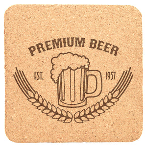 Coaster Set | Cork - Black Diamond Laser Design