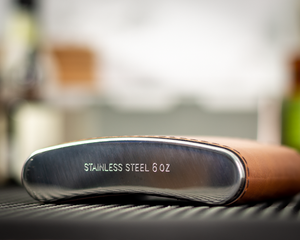 Stainless Steel Flask | Leatherette - Black Diamond Laser Design