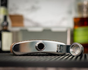 Stainless Steel Flask | Leatherette - Black Diamond Laser Design