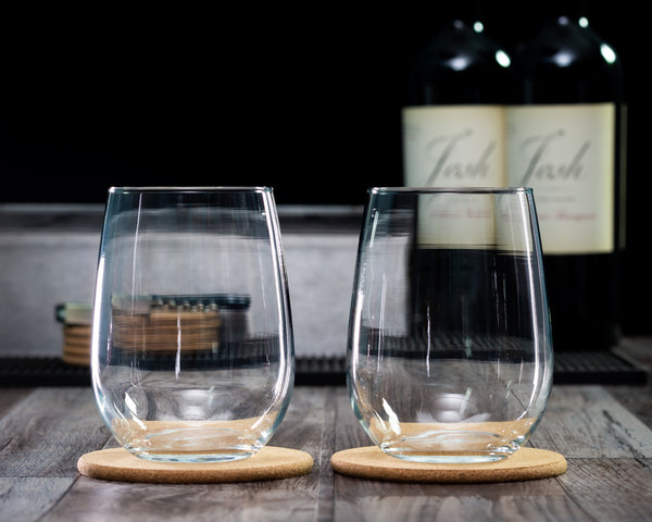 Stemless Wine Glass - Black Diamond Laser Design