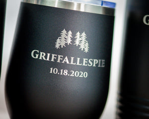 Vacuum Insulated Tumbler | Stemless - Black Diamond Laser Design